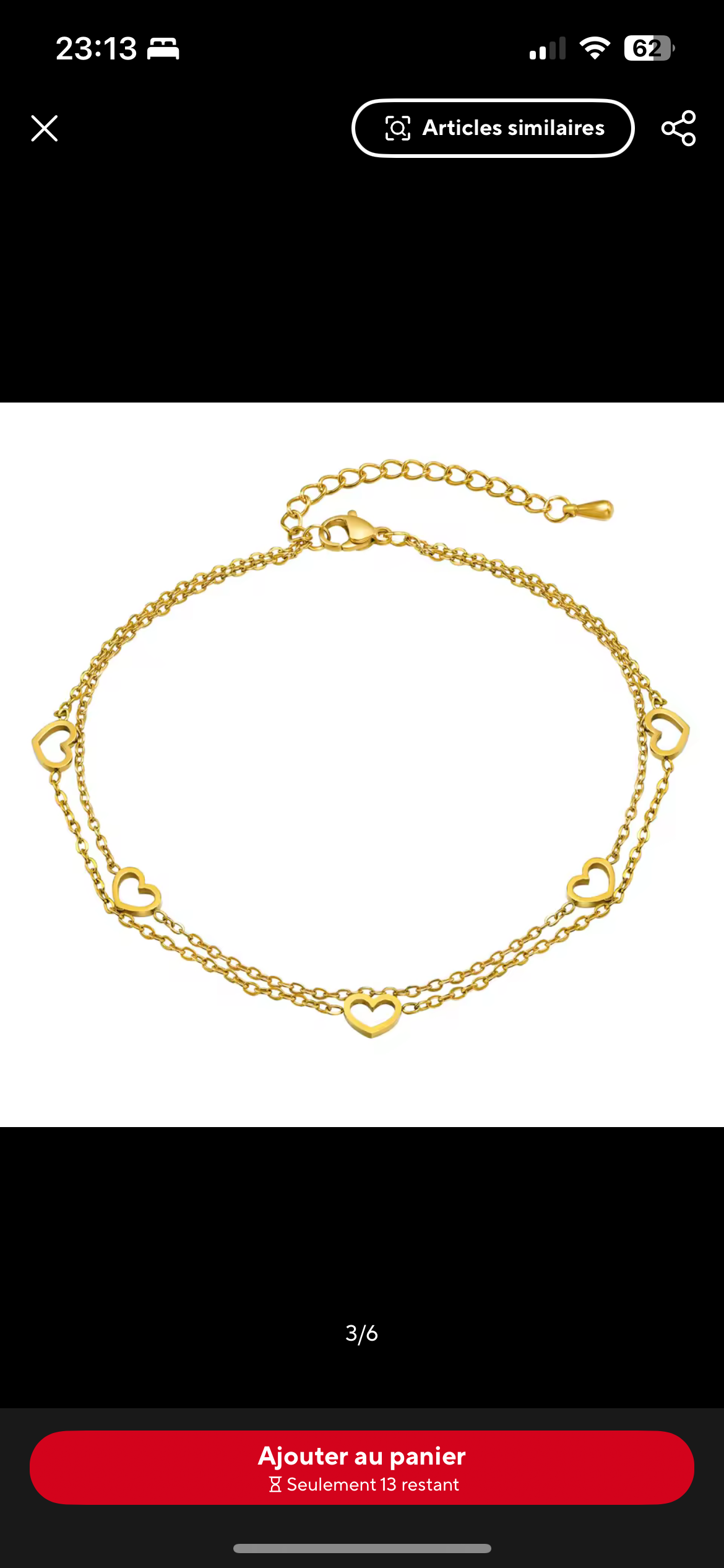 Bracelets de cheville à cœur