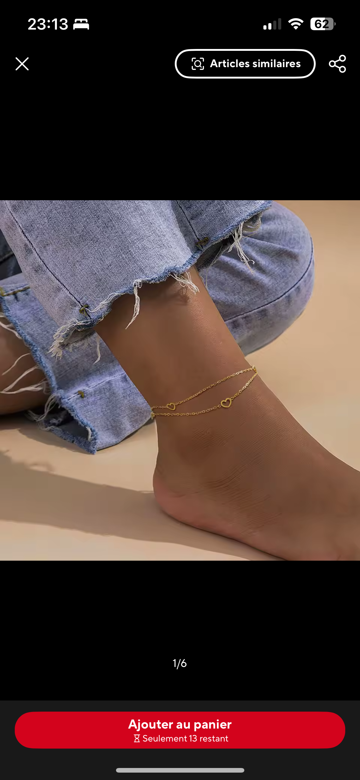 Bracelets de cheville à cœur